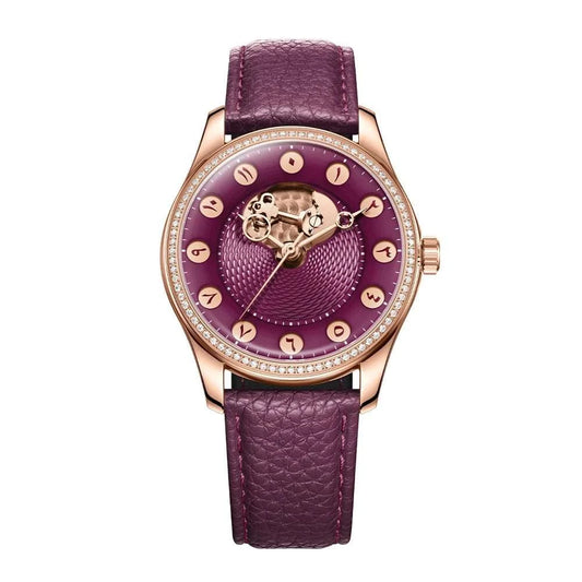OLTO·8 Chrono Gate Burgundy Moissanite-Set - Eastern Arabic Numerals