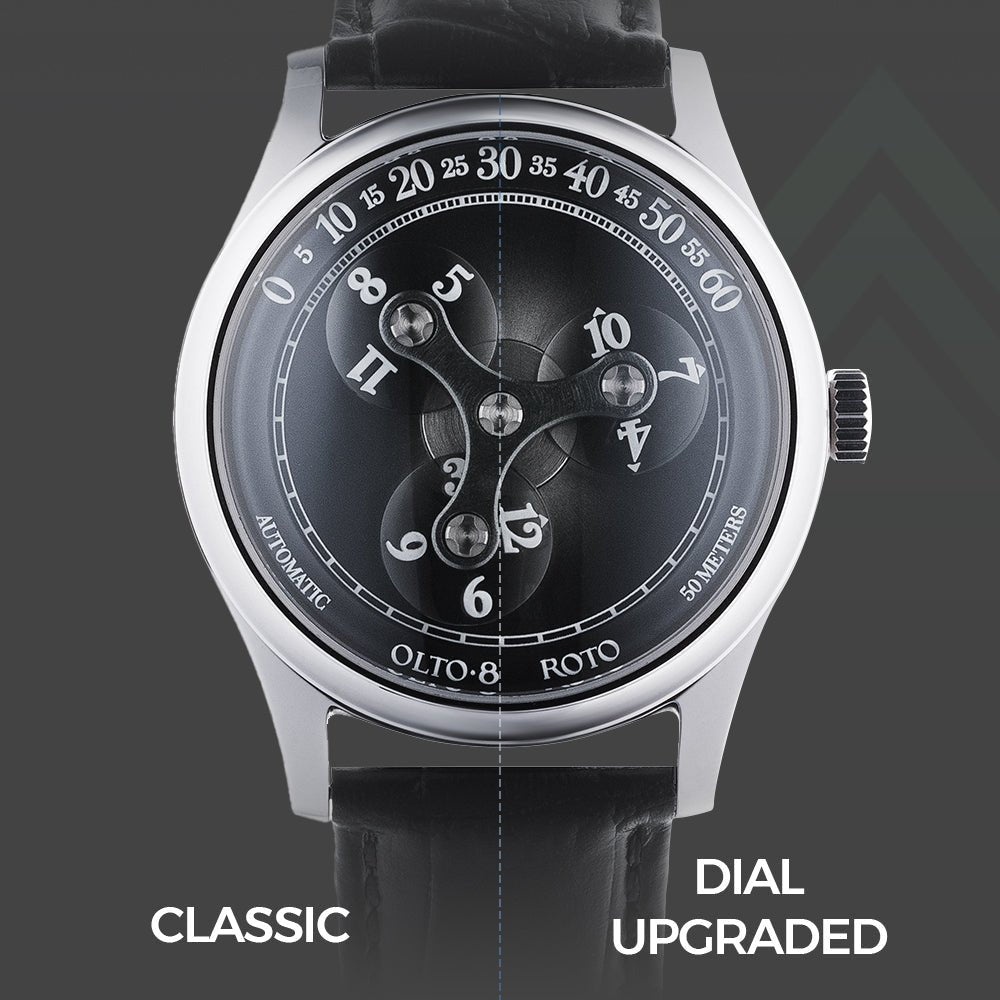 OLTO-8 ROTO Wandering Hour Automatic Watch Midnight Black