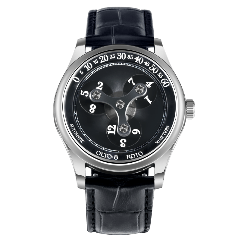 OLTO-8 ROTO Wandering Hour Automatic Watch Midnight Black