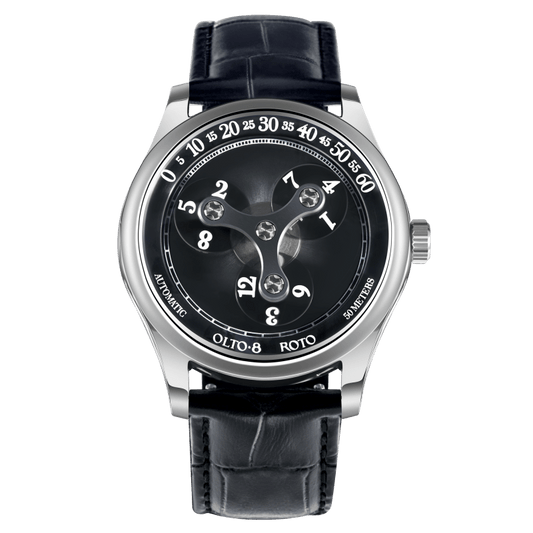 OLTO-8 ROTO Wandering Hour Automatic Watch Midnight Black