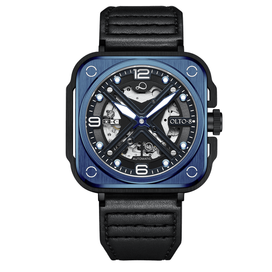 OLTO-8 IRON-X Square Skeleton Automatic Watch Blue