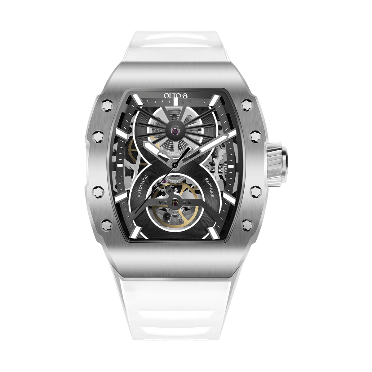 OLTO-8 SHOT Skeleton Automatic Watch White