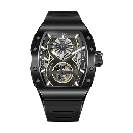 OLTO-8 SHOT Skeleton Automatic Watch Black