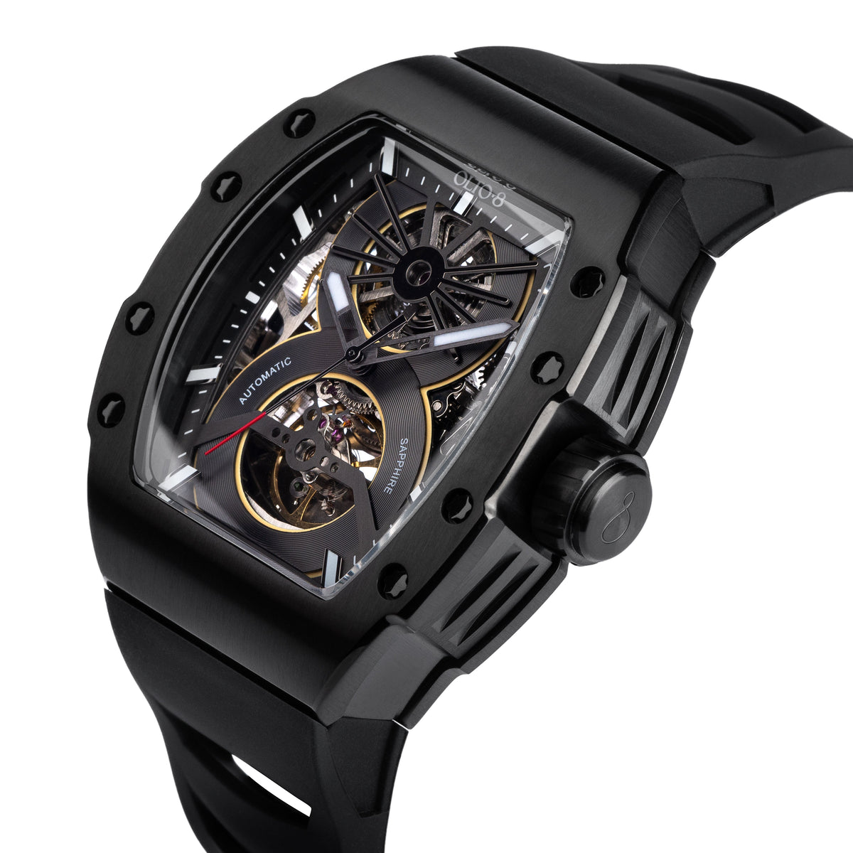 OLTO-8 SHOT Skeleton Automatic Watch Black