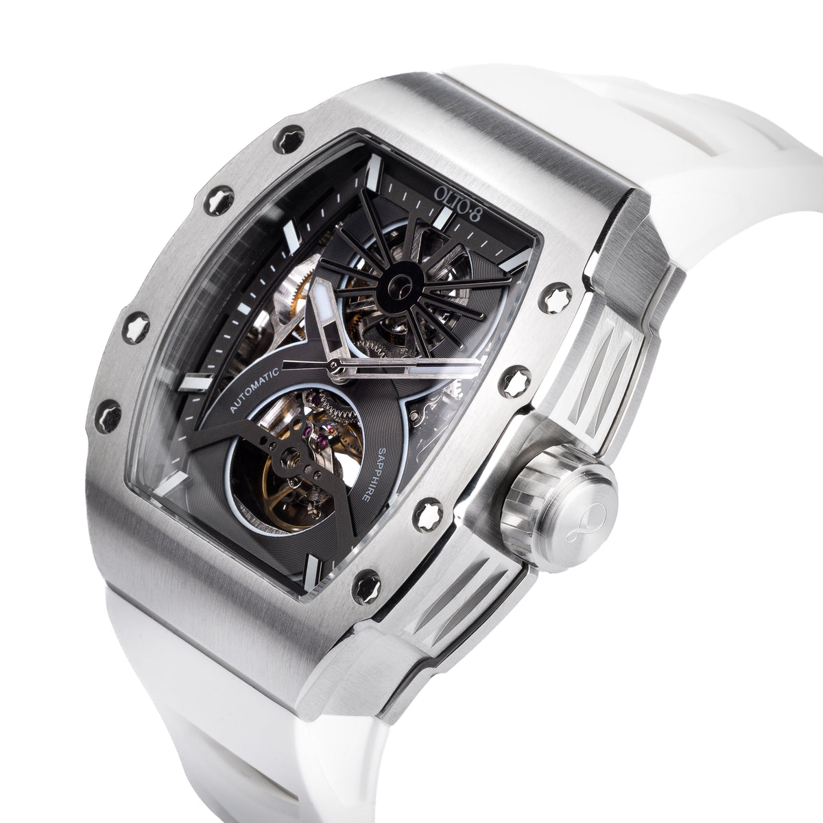 OLTO-8 SHOT Skeleton Automatic Watch White