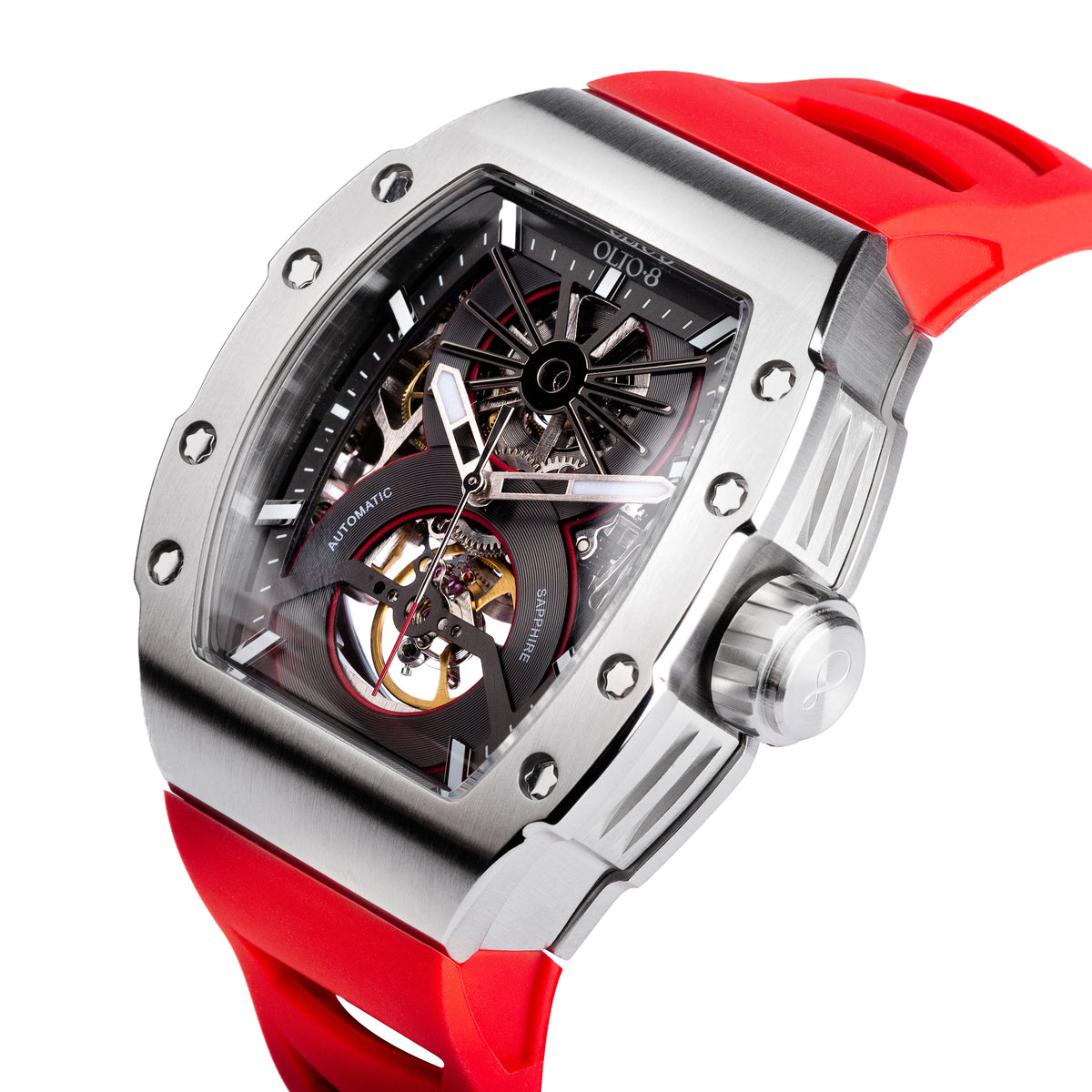 OLTO-8 SHOT Skeleton Automatic Watch Red